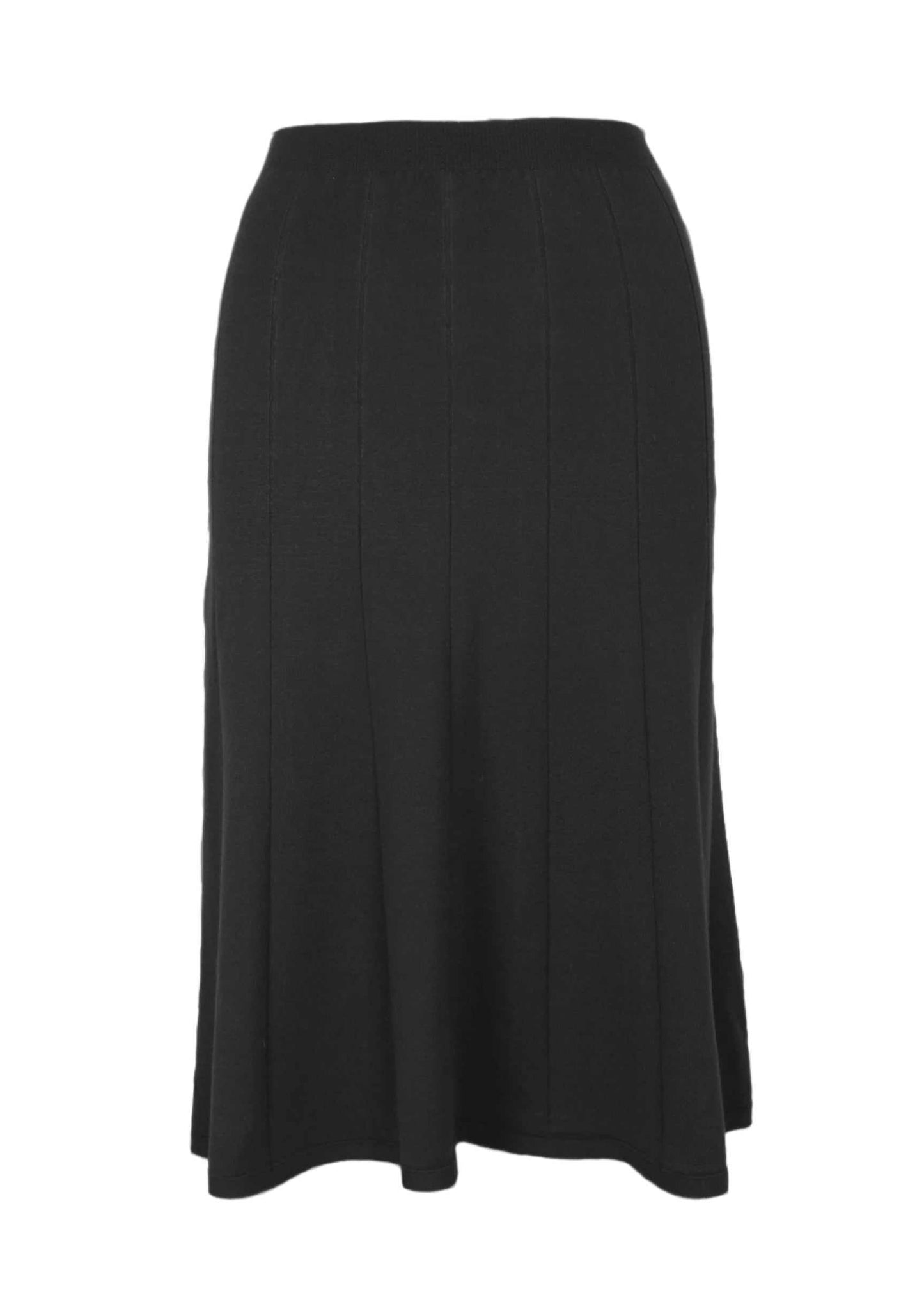 Saintt Sinners Vega Skirt in black, pleated texture, eco-friendly fabric.