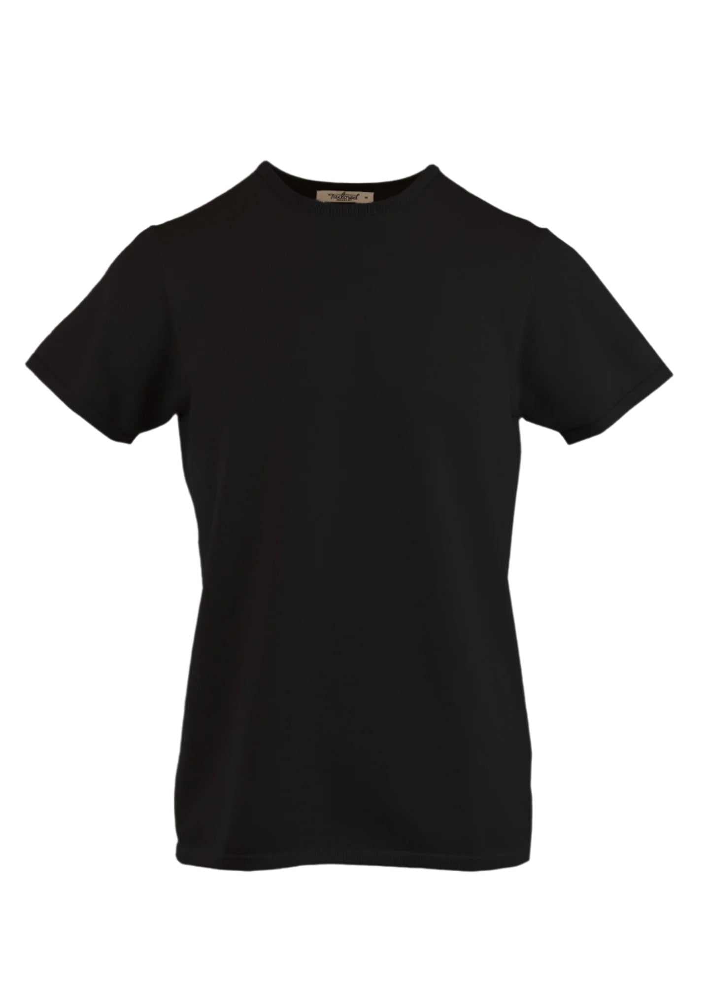 Black Beckett Tee, tailored fit, eco-friendly fabric, seamless 3D print, made in Brooklyn.