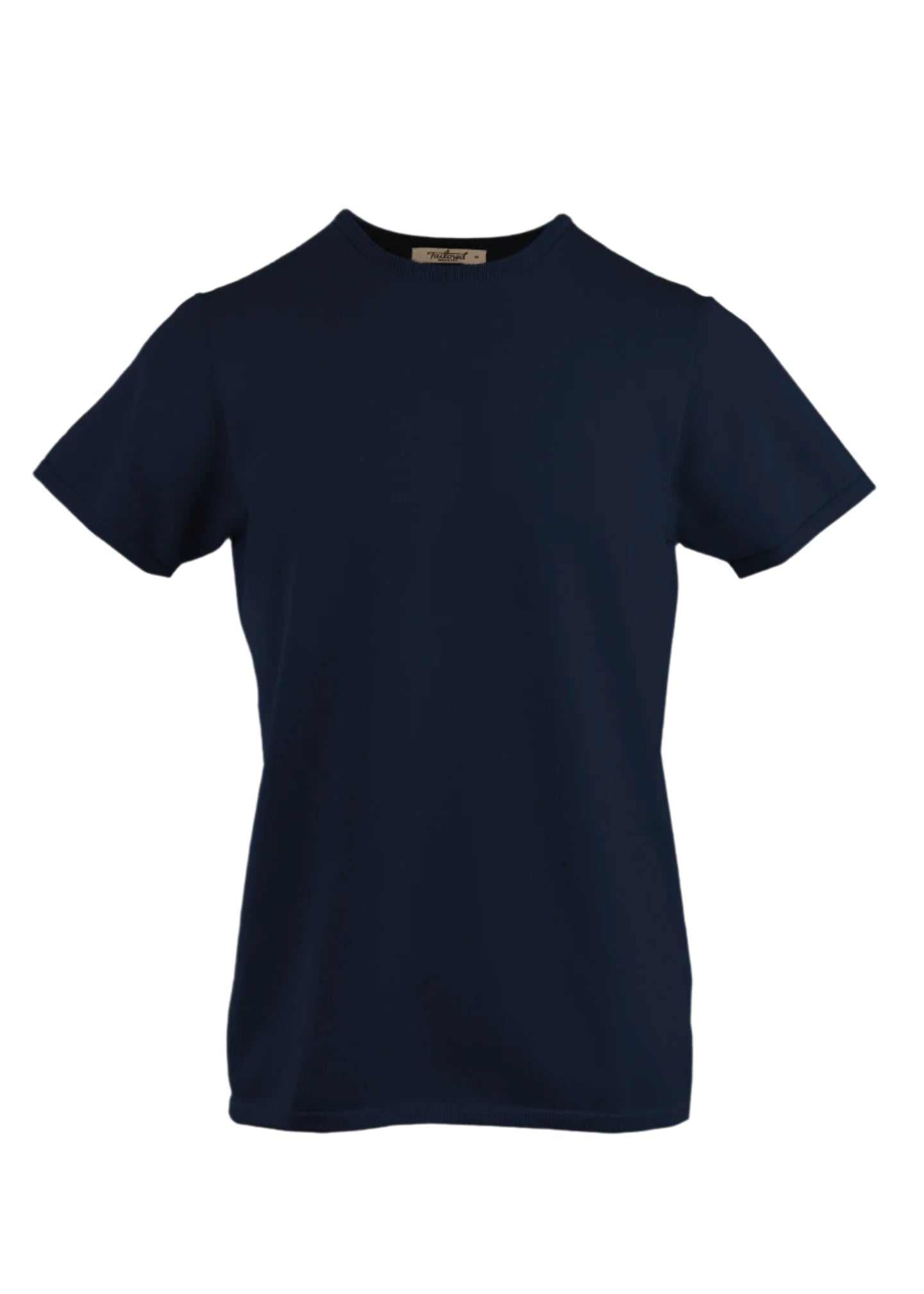 Navy Beckett Tee by Saintt Sinners with tailored fit and tubular trim.