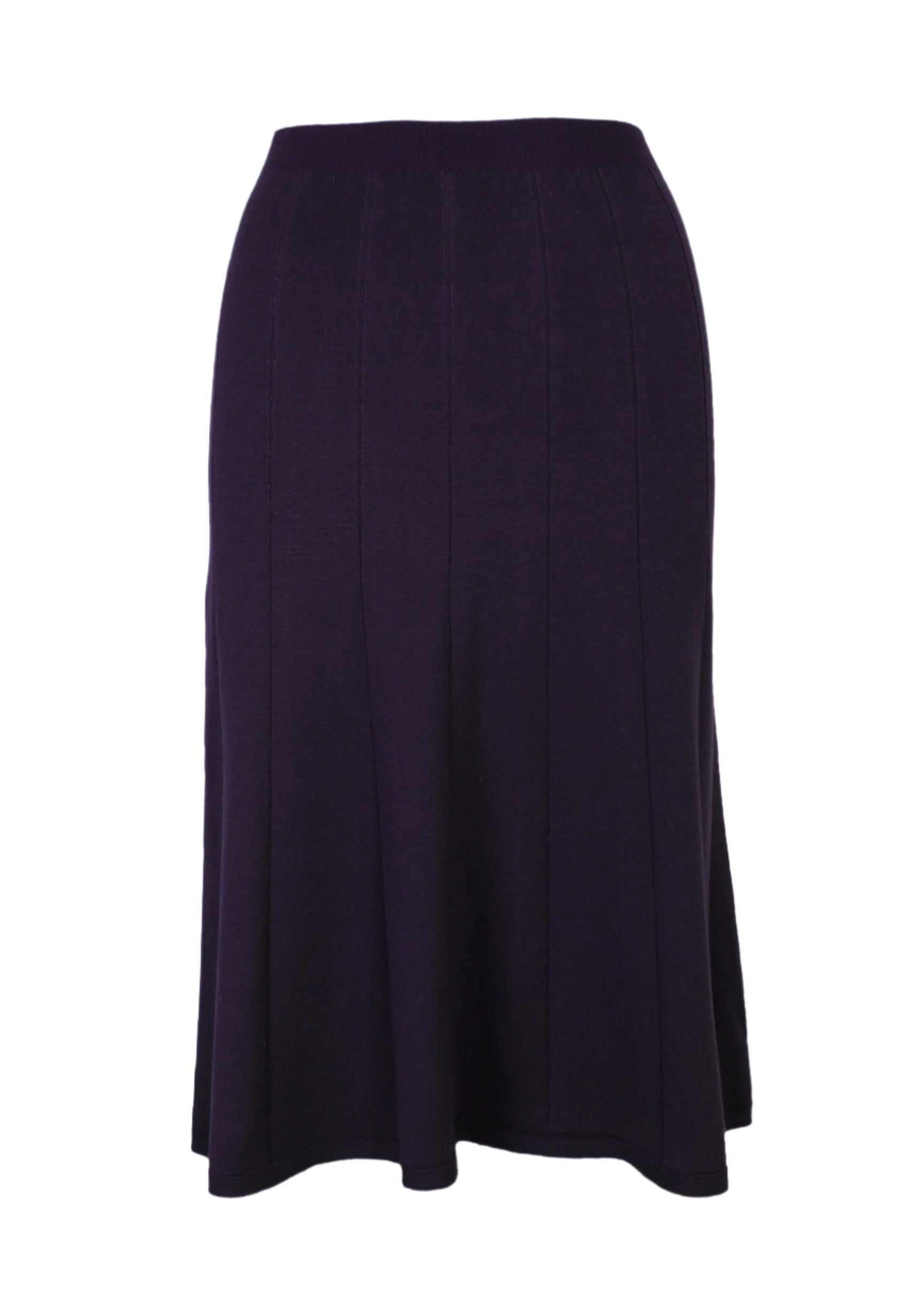 Vega Skirt in navy with pleated texture and flared silhouette.