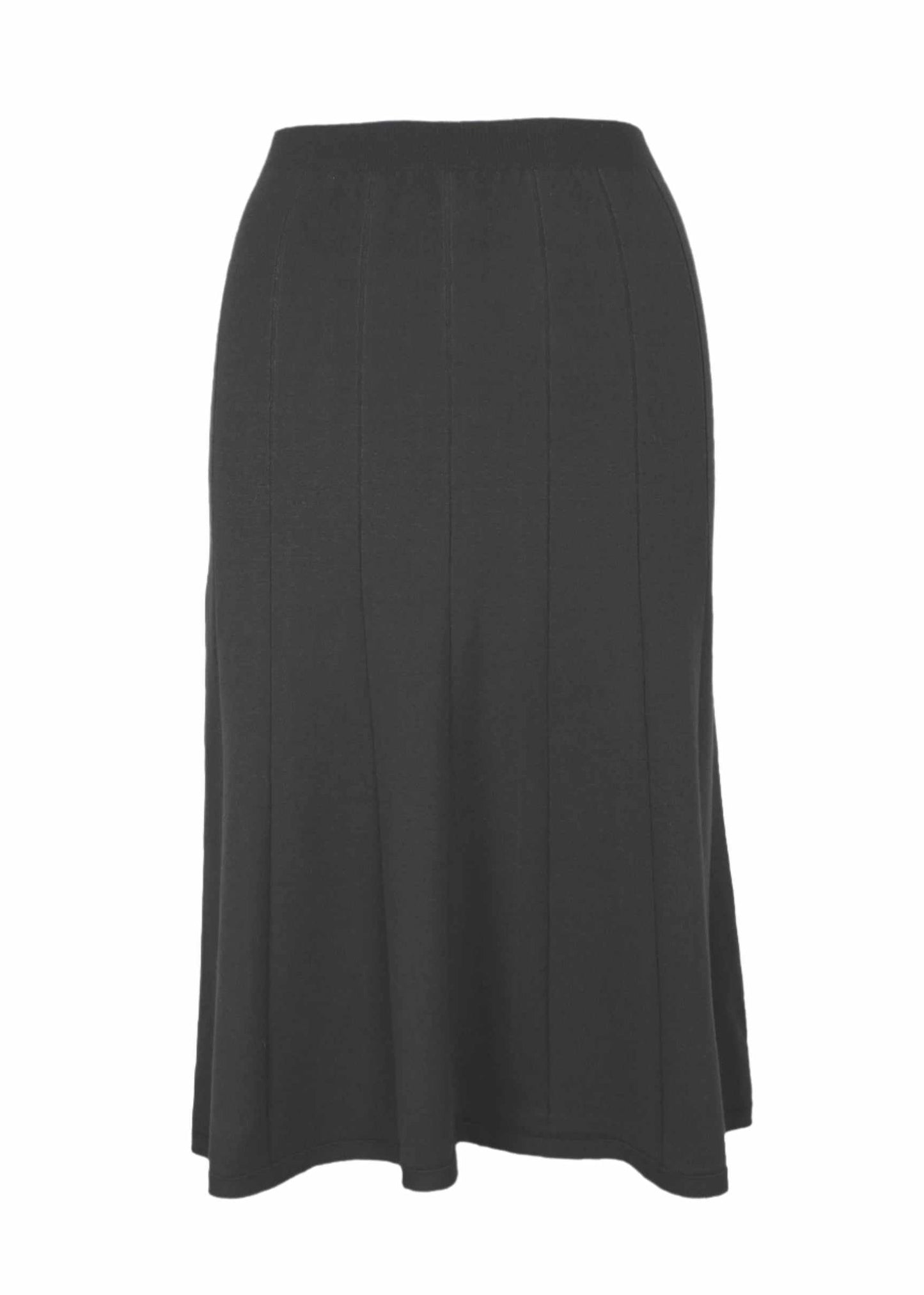 Saintt Sinners Vega Skirt in charcoal with pleated texture and flared design.