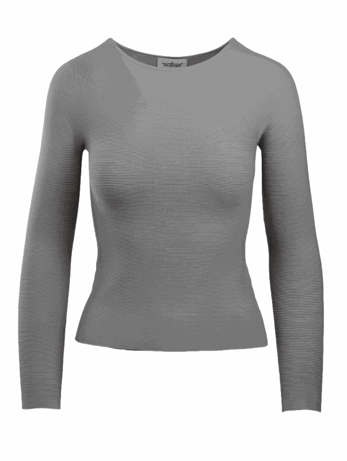 Rory long sleeve in light grey, soft ribbed eco-friendly knit, flexible and stylish.