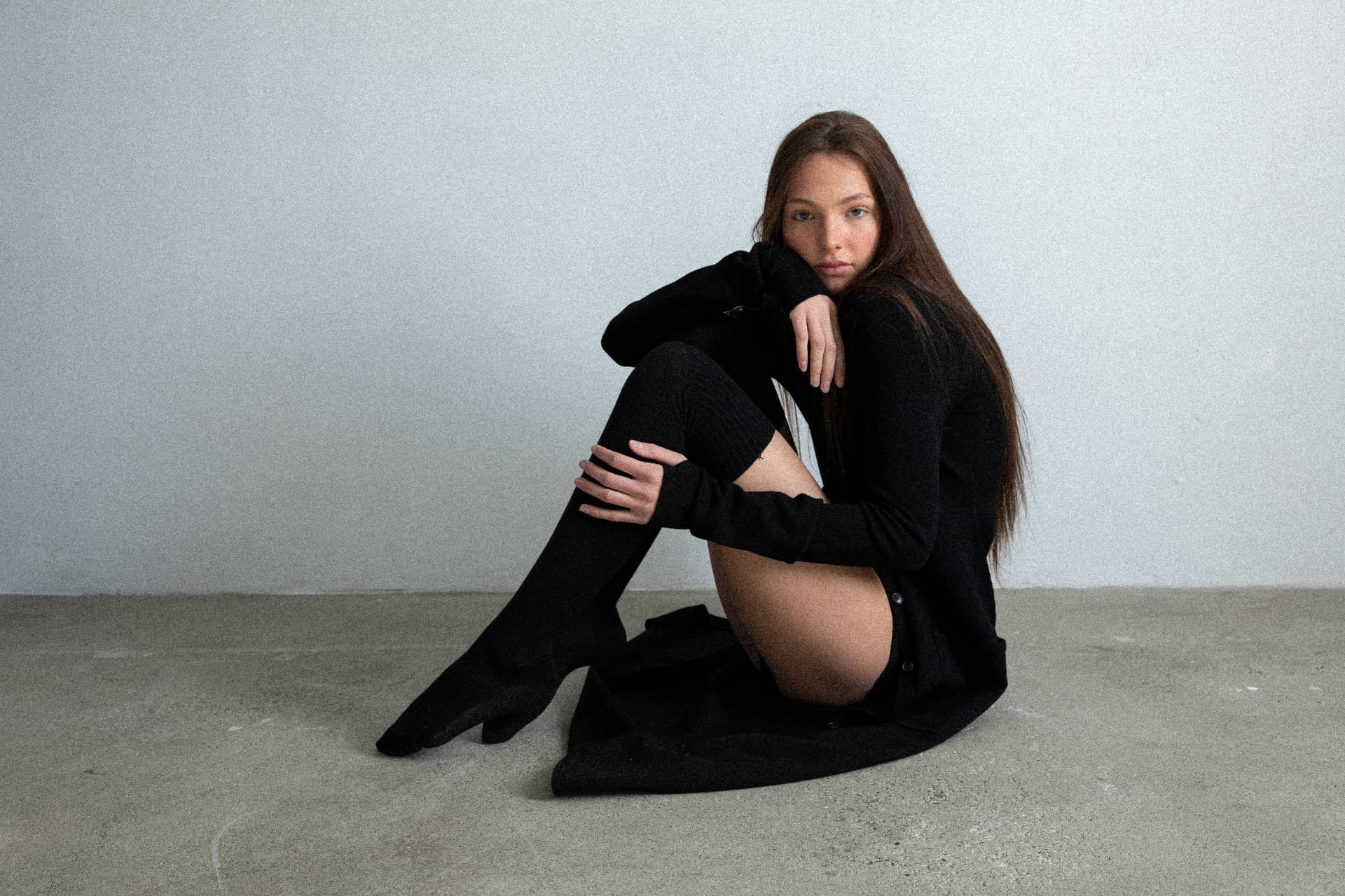 Model wearing Saintt Sinners knitwear