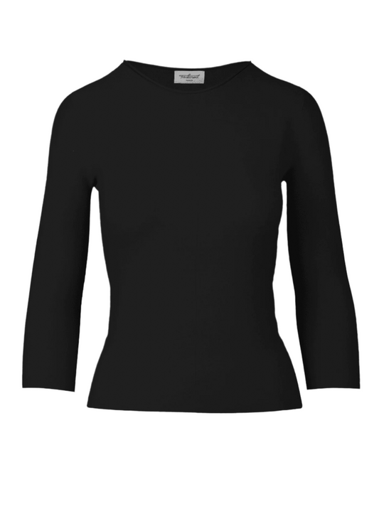 Saintt Sinners Ryder Pullover in black, slim fit with 3/4 sleeves and wide crewneck.