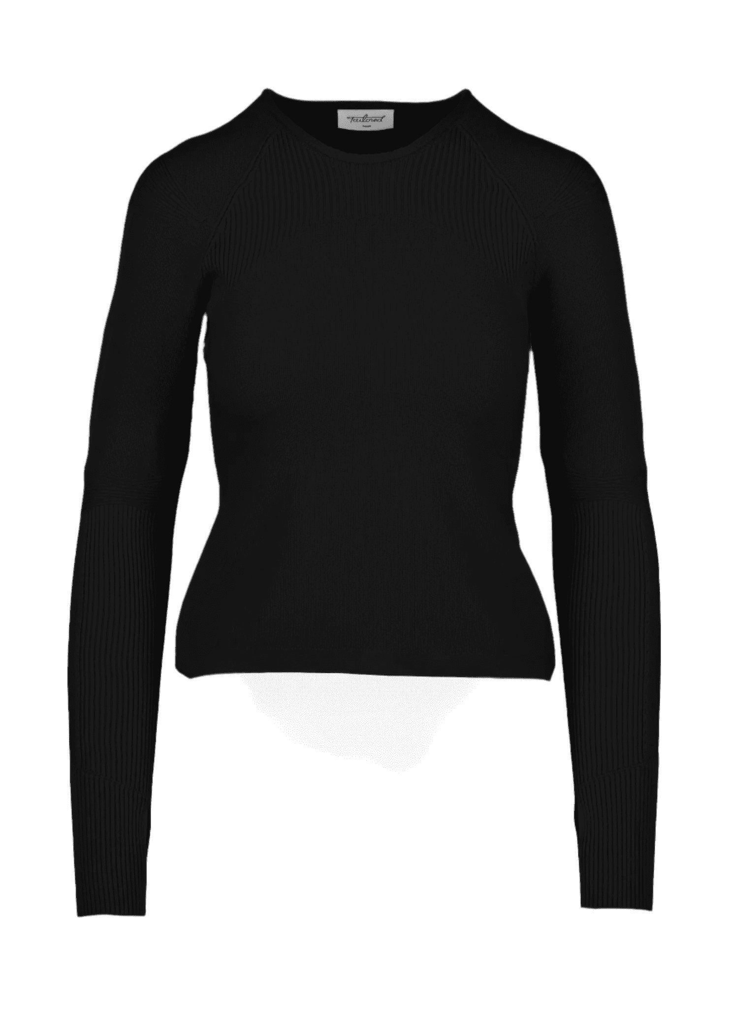 Byron Slim Crewneck in black with long sleeves and thumbholes.