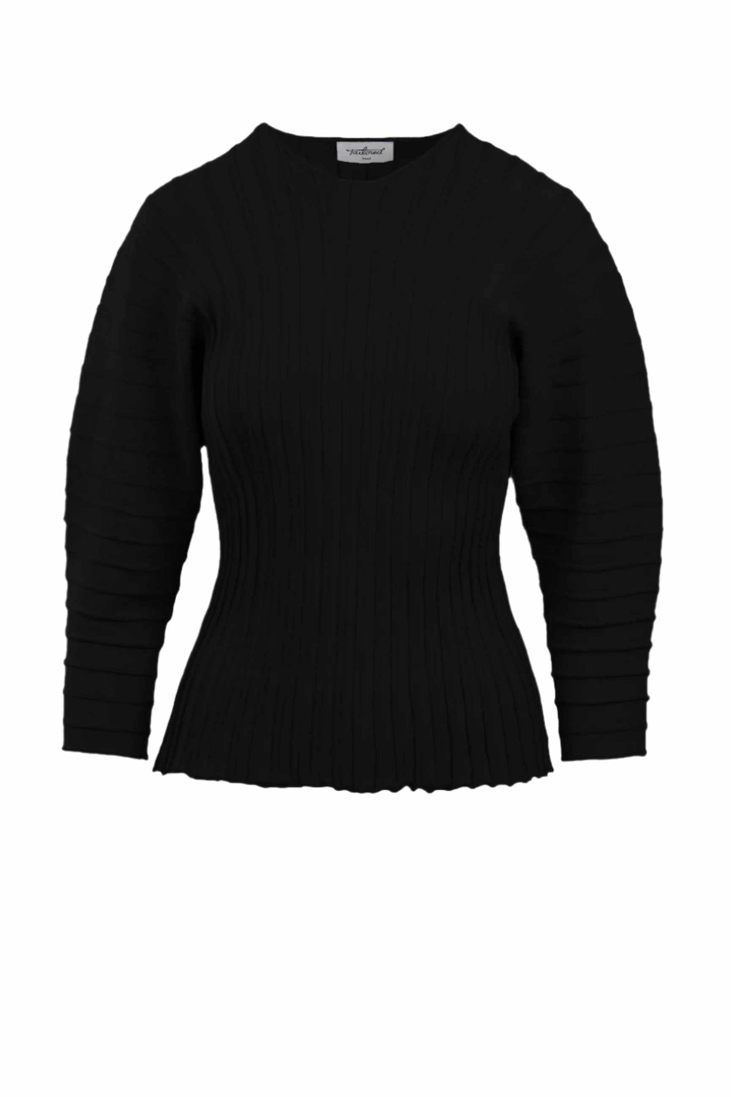 Hewal Pullover in black with 3/4 dolman sleeves and fitted bodice.