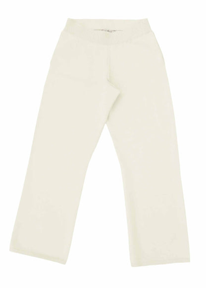Eclipse Crop Pant in ivory with elastic waistband and flat side pockets.