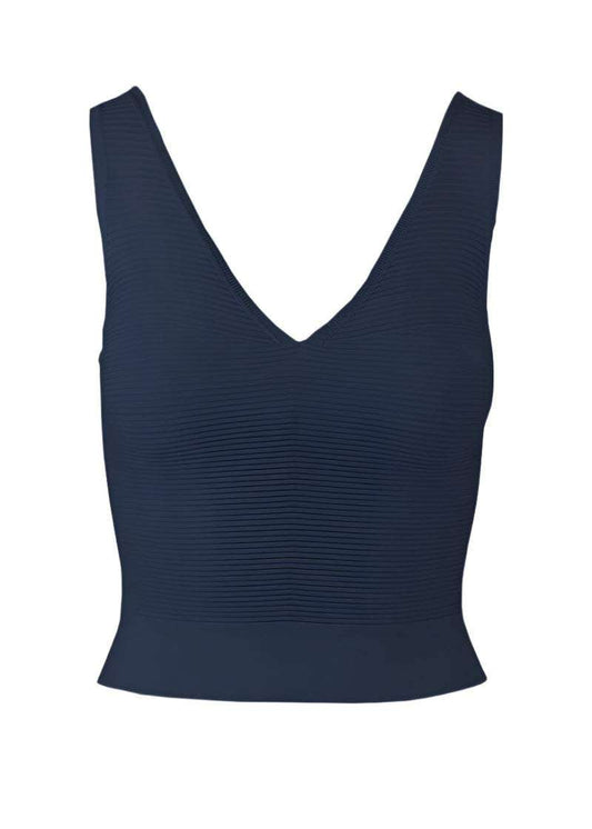 Saintt Sinners Nova Tank in navy blue, ribbed, seamless design.