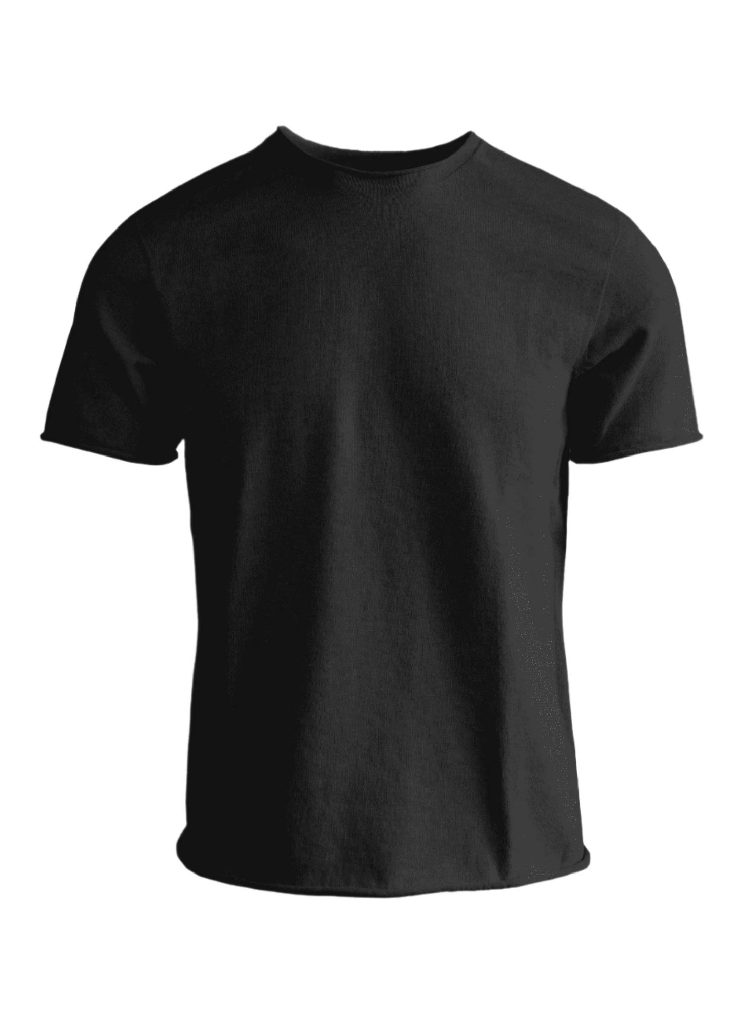 Carlisle Tee in black with tailored fit and rolled trim design.