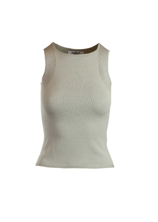 Allenas Tank in Cement color with body-hugging fit and ribbing detail.