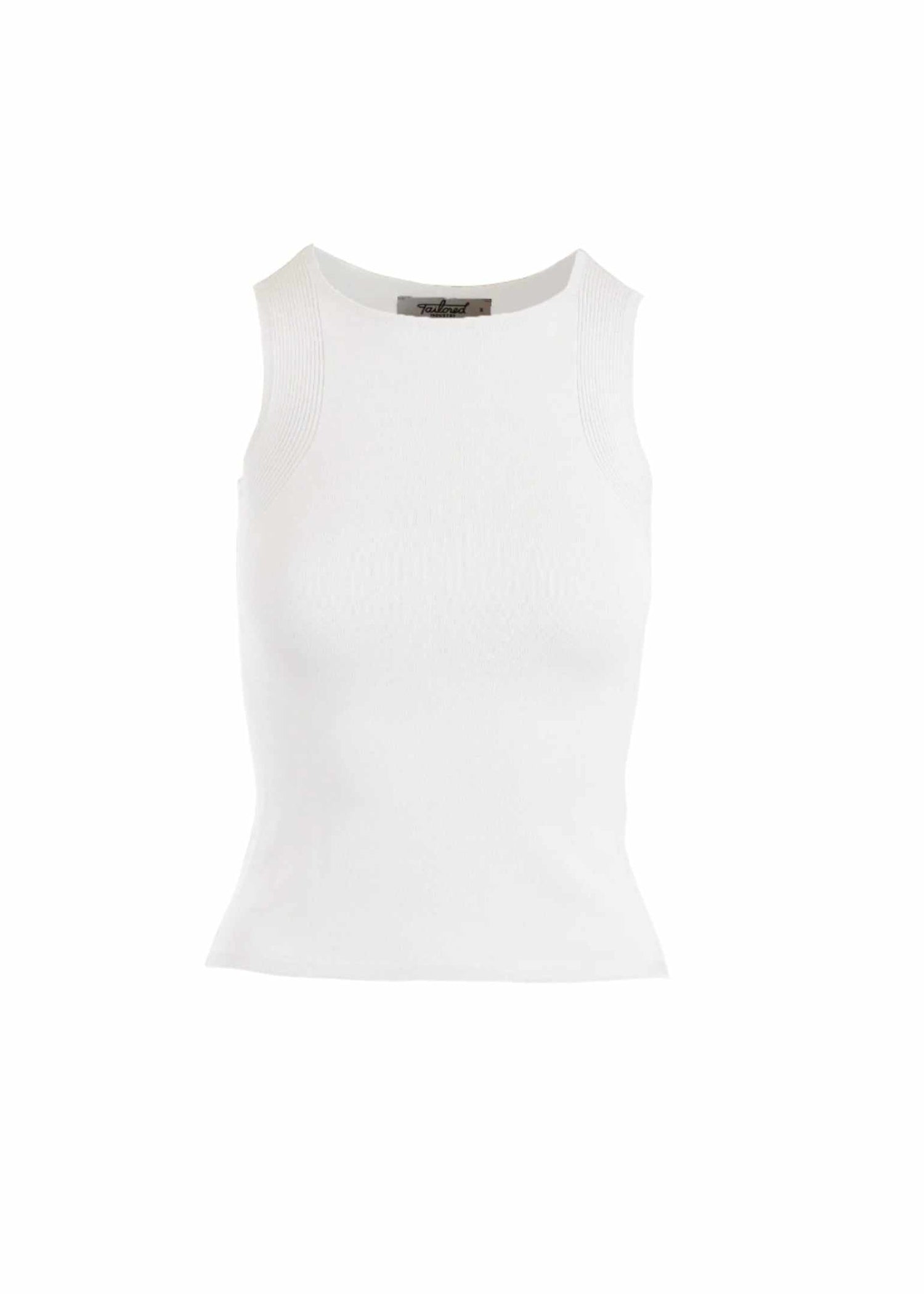 Allenas Tank in white with seamless ribbed design.
