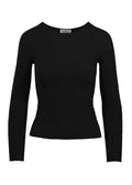 Black Rory Long Sleeve crafted from eco-friendly ecoviscose fabric, showing seamless ribbed design.