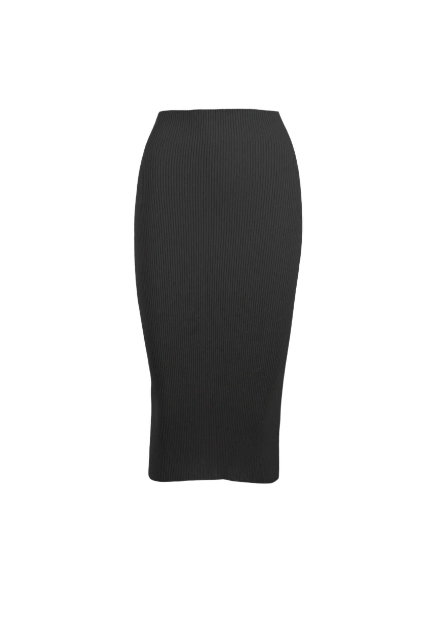 Juno Pencil Skirt in black, EcoViscose blend, waistband-free design.