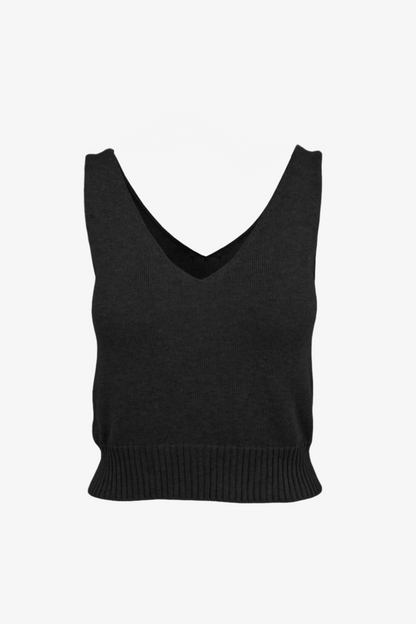 Saintt Sinners Rhea Vest black cropped cotton sleeveless V-neck top