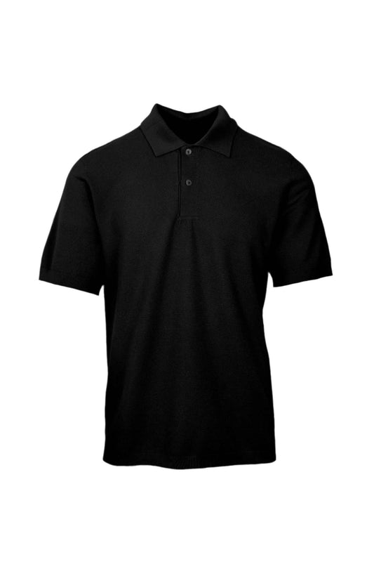 Black Nix Polo shirt with seamless collar, eco-friendly fabric, and 3D print technology.