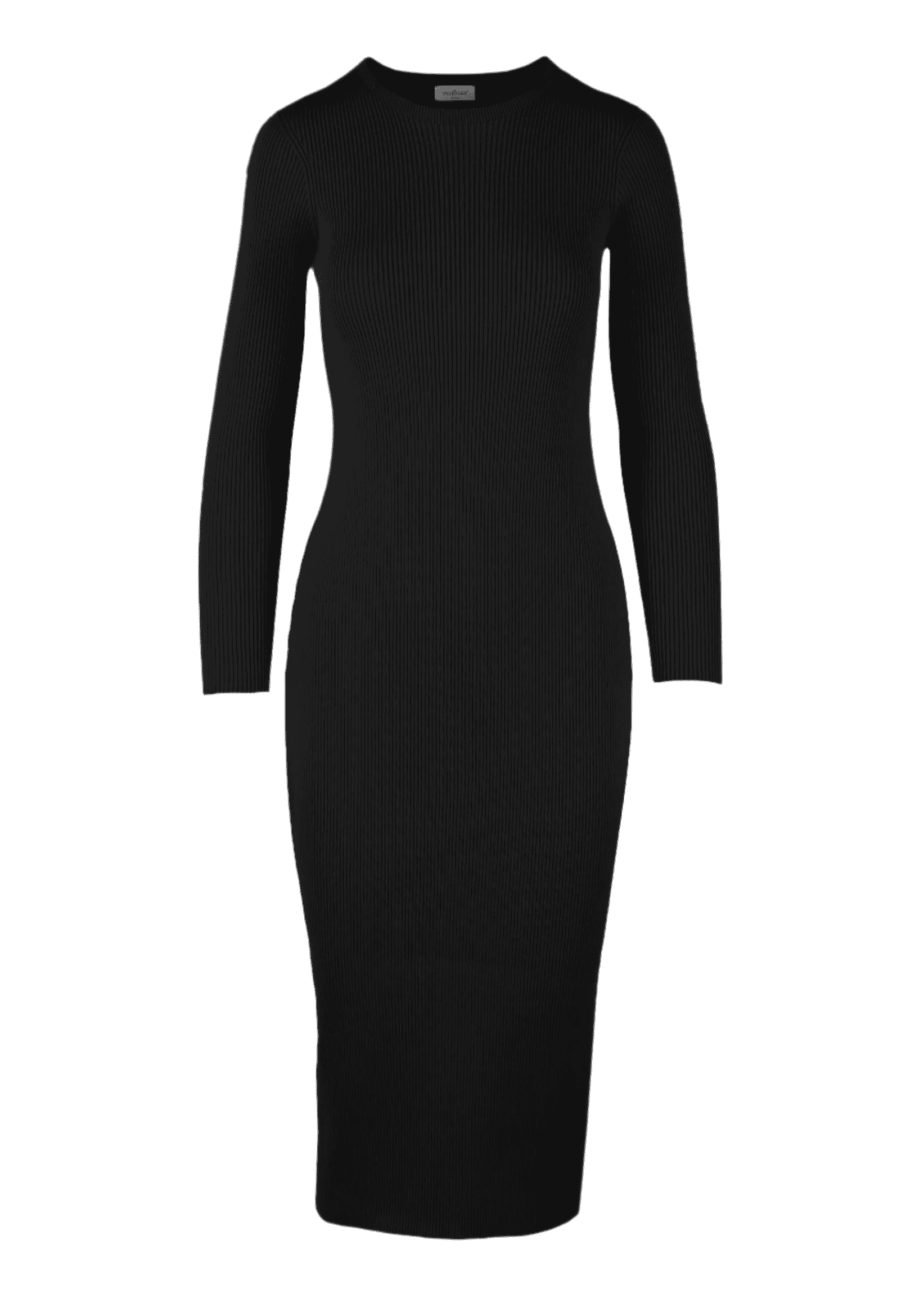 Black Yesenia Maxi Dress with ribbed, form-fitting design and long sleeves.