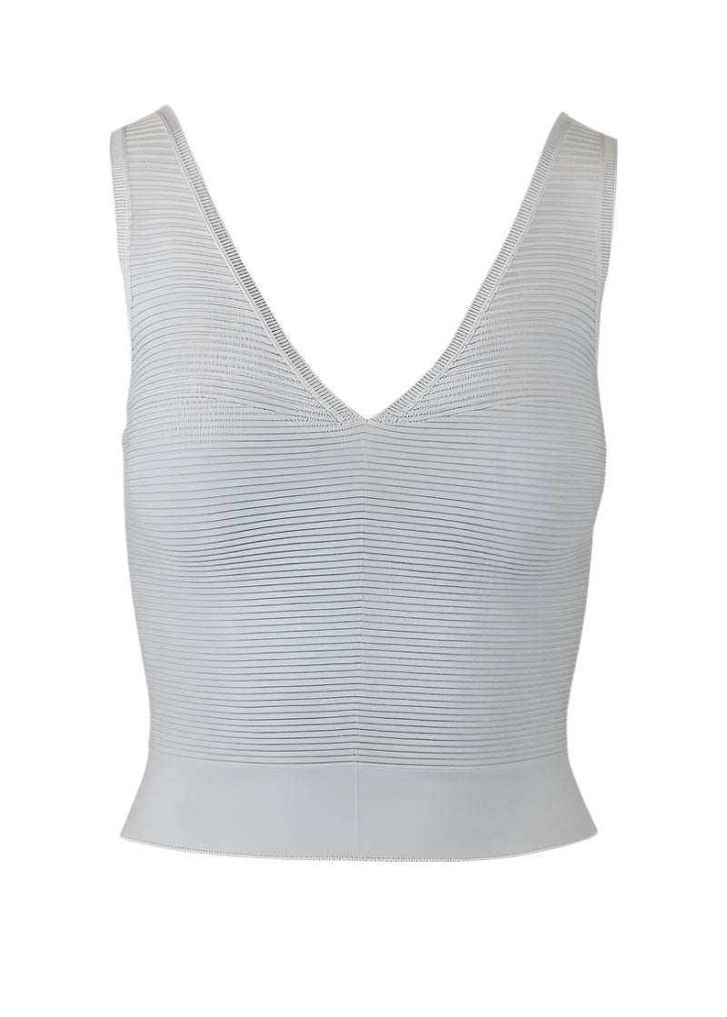 Saintt Sinners Nova Tank in light grey, ribbed, seamless, eco-friendly fabric.