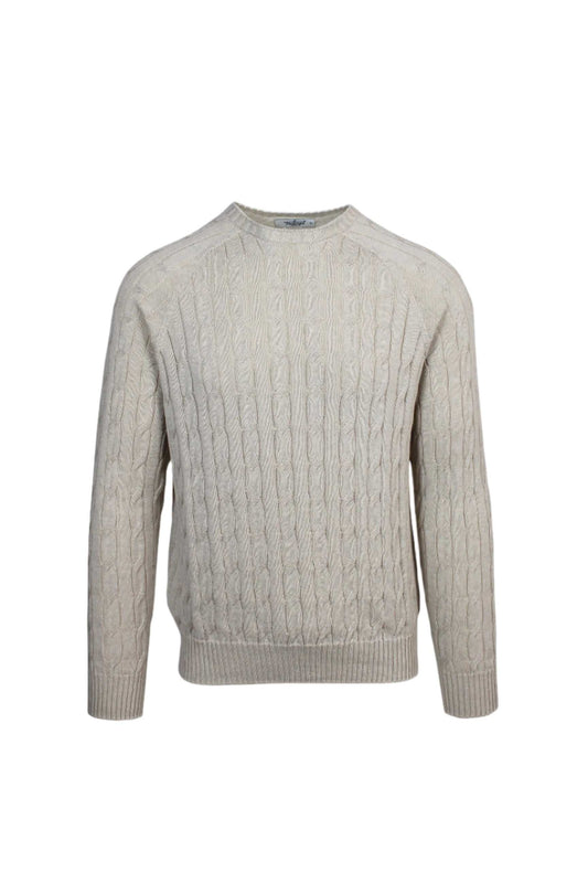 Dorian Cableknit Crewneck sweater with lightweight cable-knit design and raglan bodice.