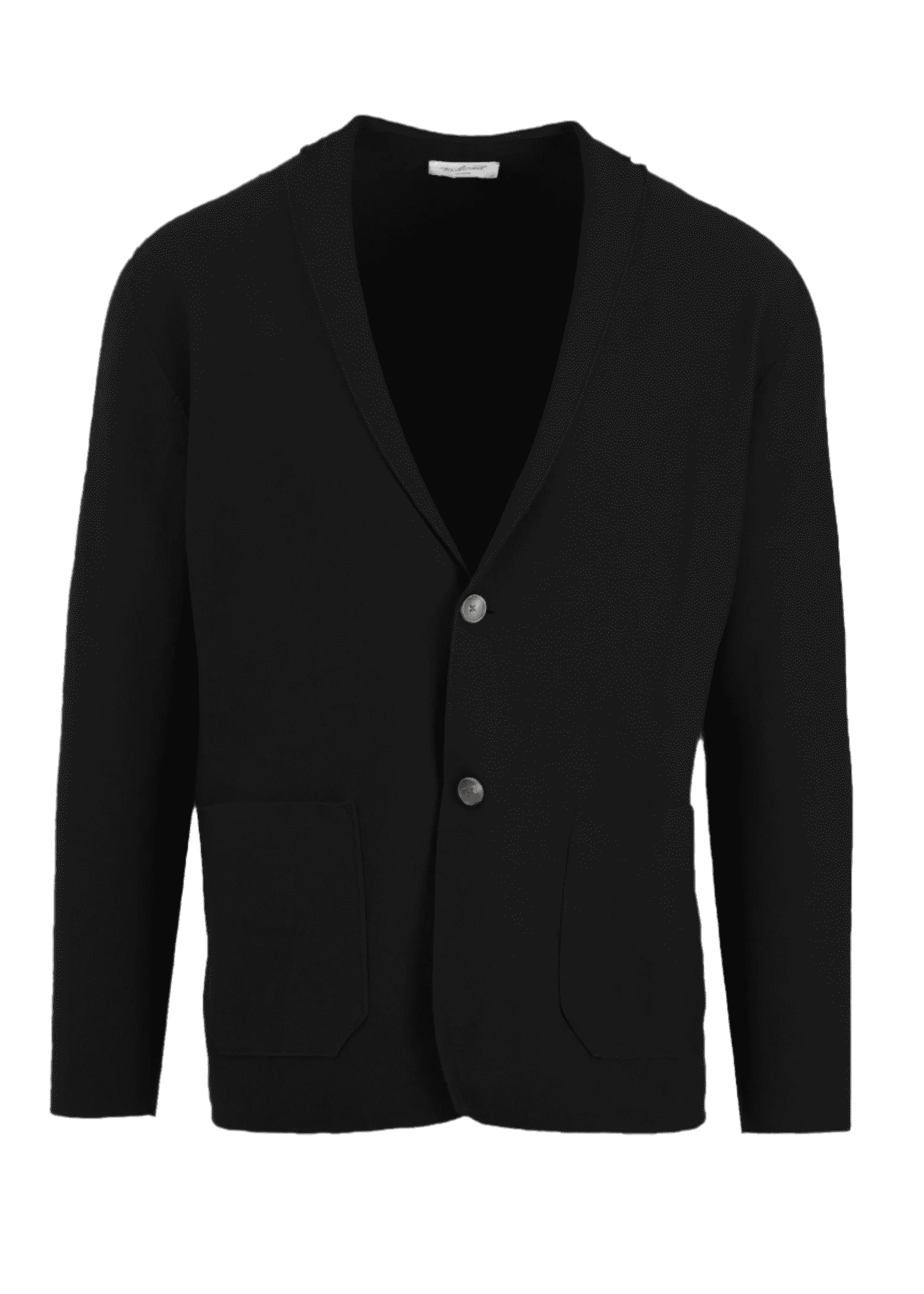 Xavier Patch Pocket Blazer with slim lapel, two-button closure, and large patch pockets in black.