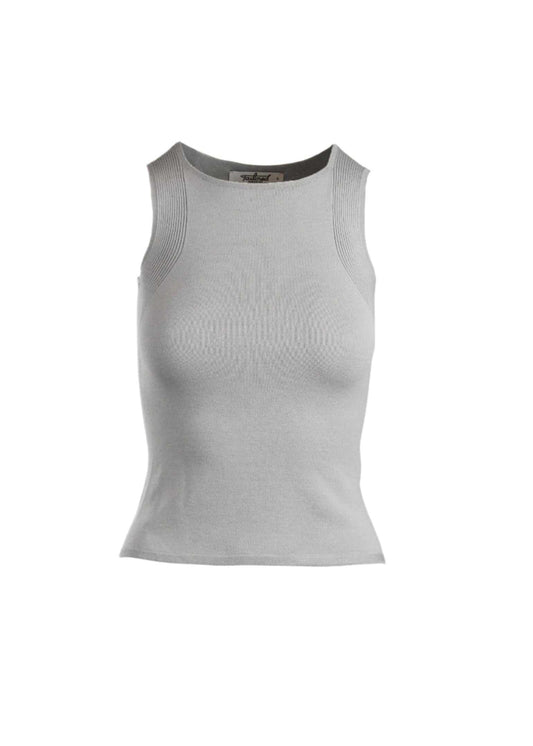 Allenas Tank top in Light Grey, body-hugging fit with ribbing detail.