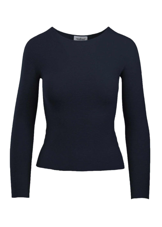 Rory Long Sleeve in navy featuring soft ribbing and eco-friendly fabric.