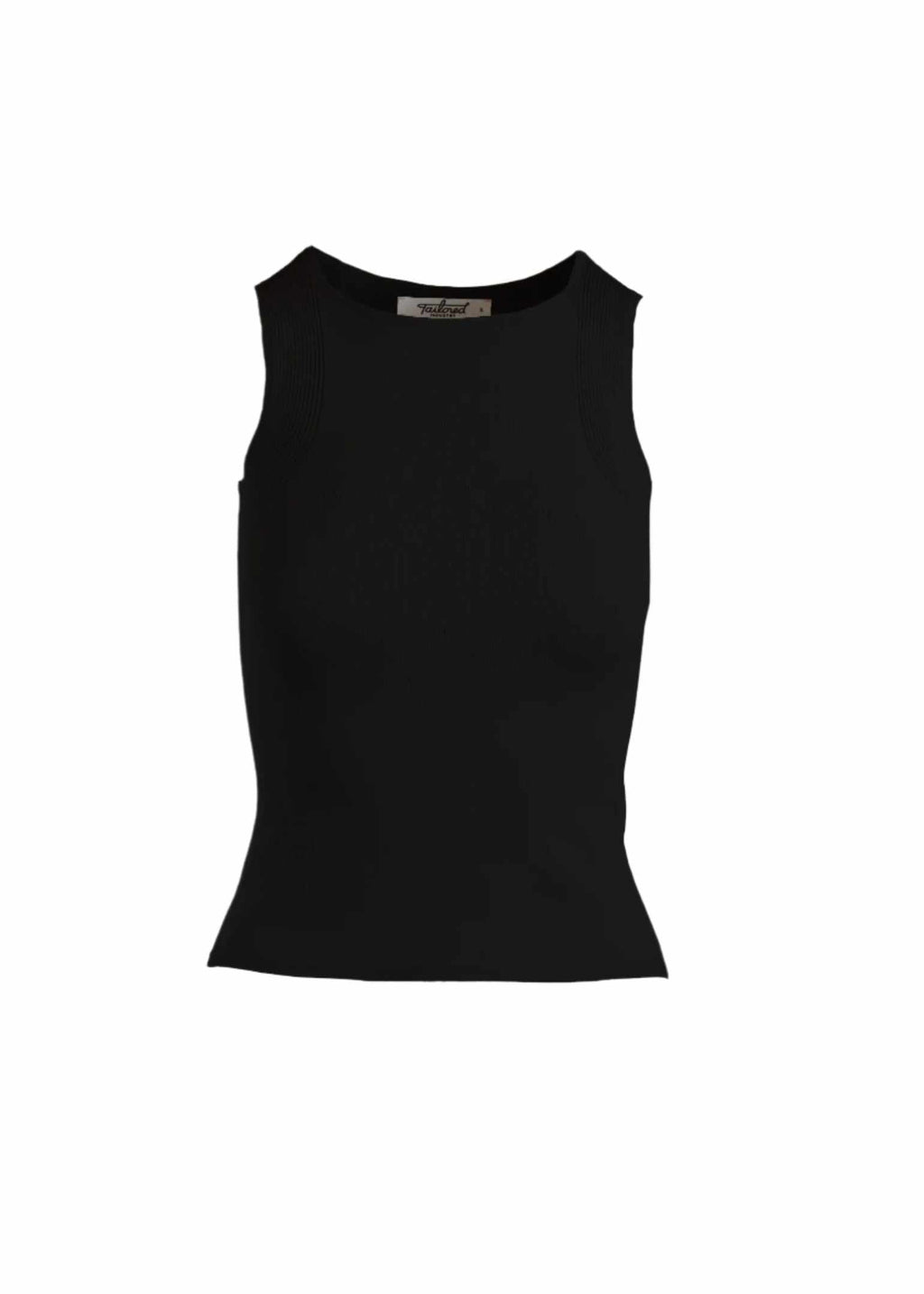 Allenas Tank in black with body-hugging fit and ribbing detail.