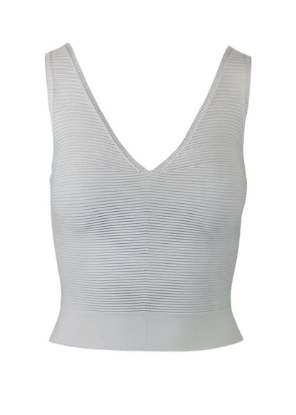 Saintt Sinners Nova Tank in cement color with ribbed body-contouring design.